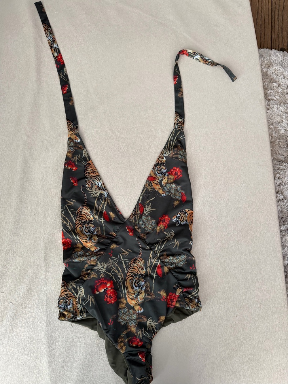 Black Floral & Tiger Print One-Piece Swimsuit